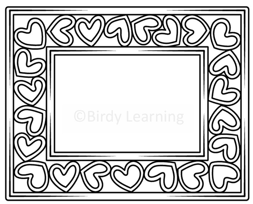 Heart Border Picture Frame – Coloring Page