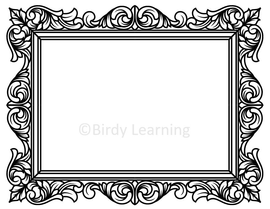 Victorian Bloom Picture Frame - Coloring Page (Digital Download)