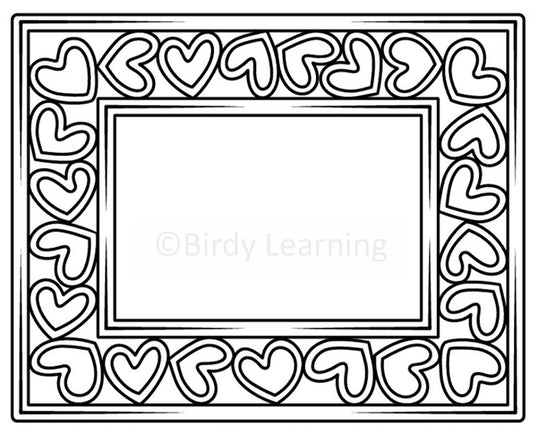 Heart Border Picture Frame – Coloring Page